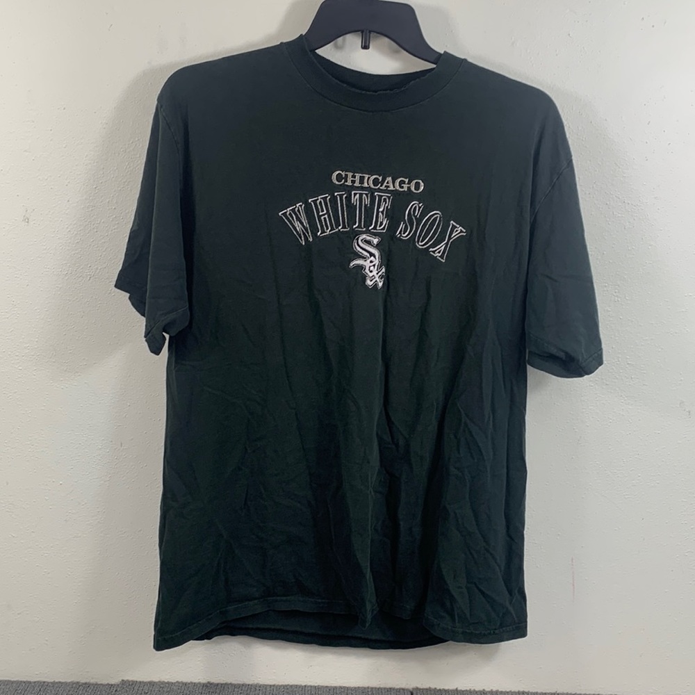Chicago White Sox MLB T-Shirt Unisex Size L Black Silver Short Sleeve Chalk Line